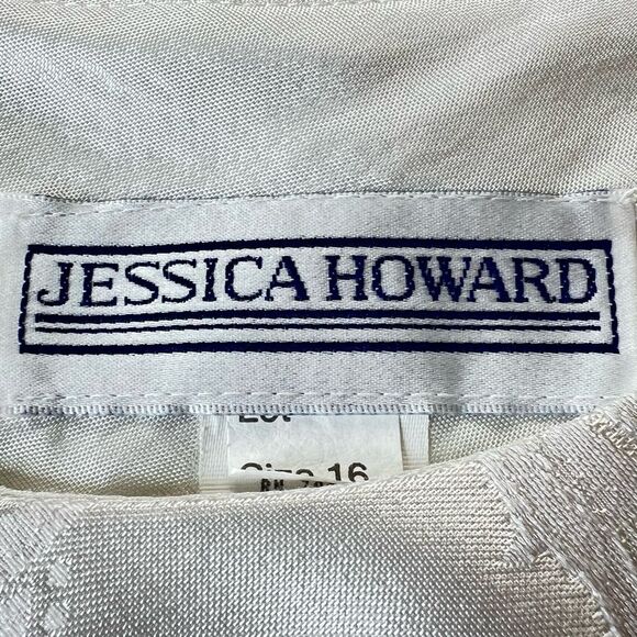 Vintage Jessica Howard Brocade Floral Princess Cut Cream Cocktail Dress - Picture 8 of 14